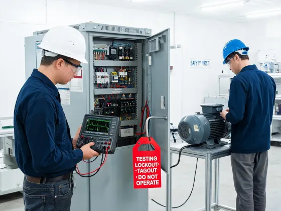 Drive engineering team testing VFD cabinet