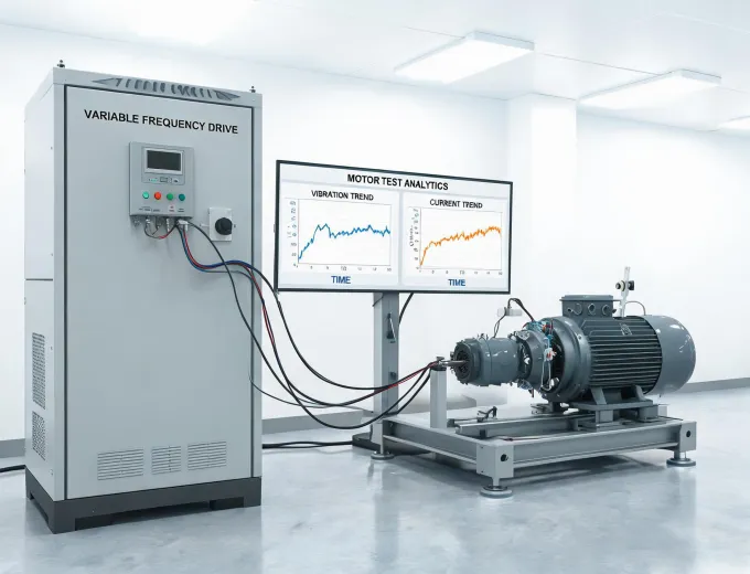 VFD control cabinet with analytics screen