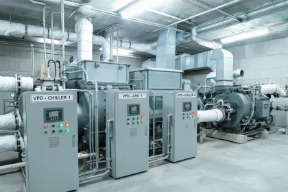 HVAC plant room with VFD panels